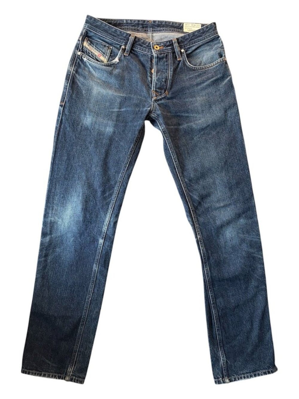 Diesel Larkee Jeans Men 30x32  Blue Regular Straight Button Fly Wash ORUS4 Y2K
